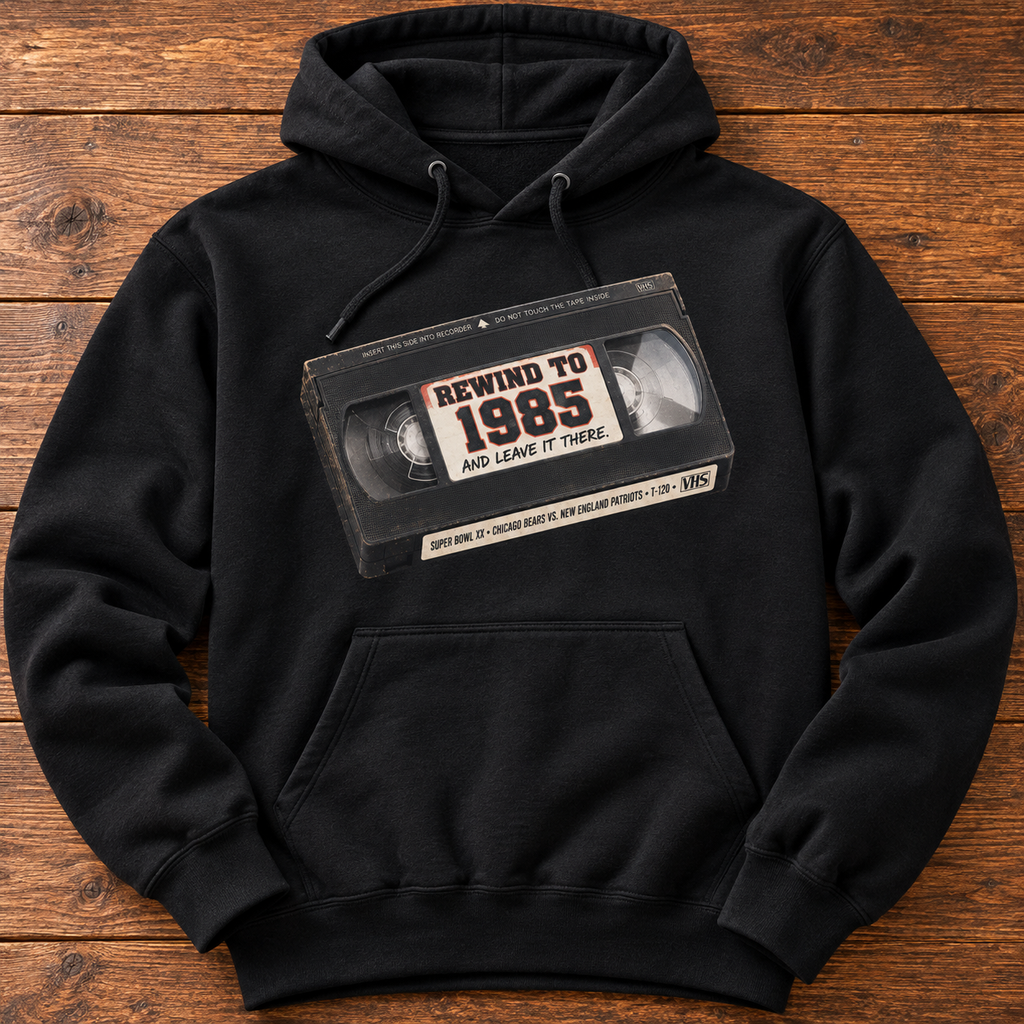 Rewind to 1985 T-Shirt – Retro Chicago Football VHS Tee