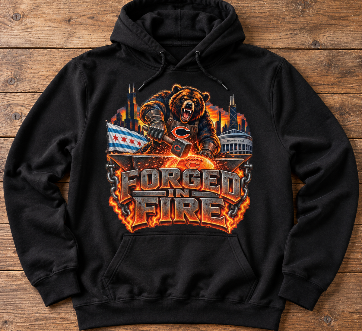 Forged in Fire Chicago Football T-Shirt & Hoodie